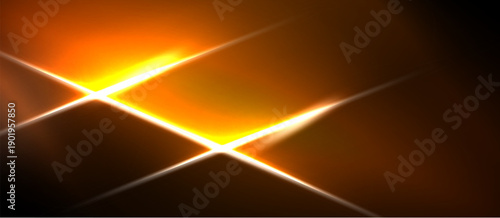 Bright orange glow radiates from center. White lines intersect creating starburst effect. Dark background emphasizes luminosity.