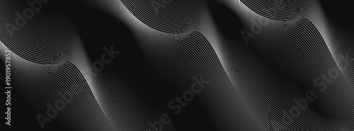 Black abstract background design. Modern wavy line pattern in monochrome colors. Premium stripe texture for banner, business backdrop.  modern trendy design