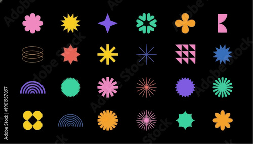 Vector set of minimalism geometric Bauhaus style symbol design elements stock illustration