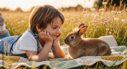 Wallpaper Mural little woman and rabbit Torontodigital.ca