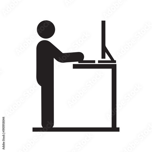 Man Working at Standing Desk Icon
