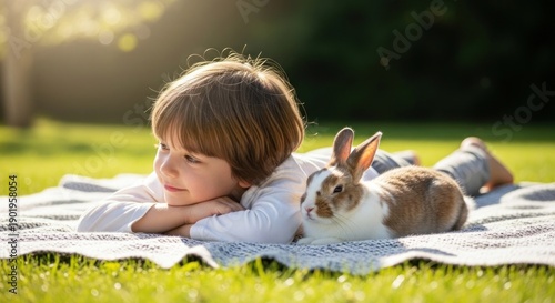 Wallpaper Mural little girl lying on the grass Torontodigital.ca