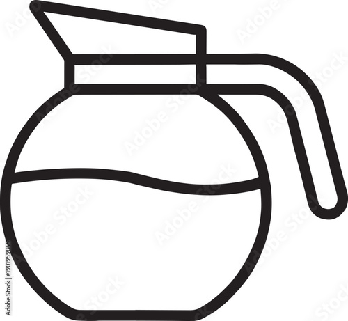 Simple line drawing of a glass carafe with liquid and lid