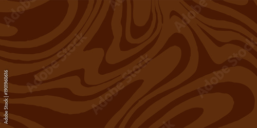 Abstract brown psychedelic waves print background. 1970s trippy seamless pattern. Marble acrylic swirl pattern. Coffee or chocolate liquid texture. vector illustration