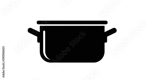 Black cooking pot icon ek kitchen utensil ko represent karta hai jo khana pakane ke liye use hota hai. Ye icon ek bold aur simple silhouette style mein design kiya gaya hai jisme pot aur handles clear