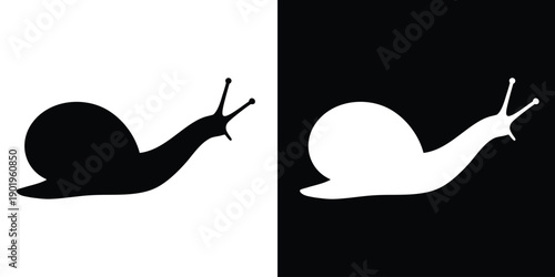 snail silhouette vector, black snail silhouette, crawling snail vector icon