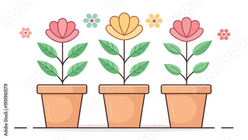 Vibrant flowers in modern terracotta pots for home decor inspiration