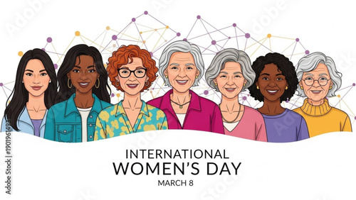 Diverse women celebrating international women's day on march 8 with smiles and unity