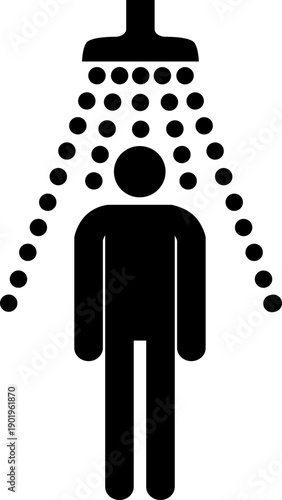 Person Under Shower Icon – Universal Hygiene and Washing Symbol