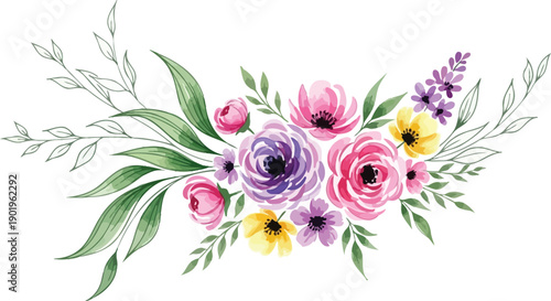 International women's day floral vector illustration with colorful flowers
