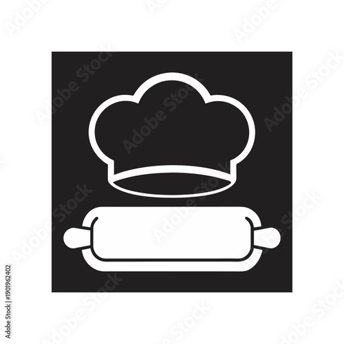 Vector chef hat and rolling pin icon