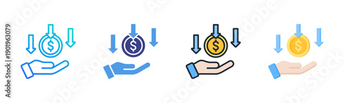 Saving Money icon set multiple style collection