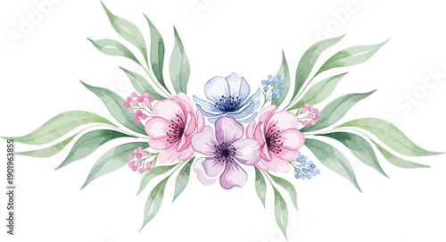 International women's day floral vector illustration with pink and purple flowers