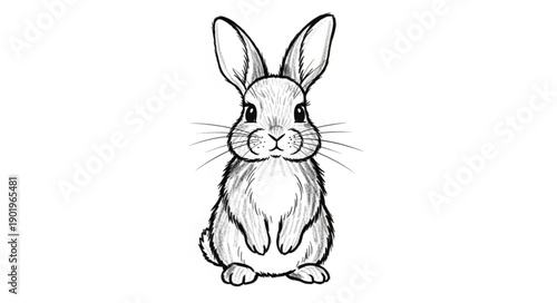Adorable Rabbit Sketch Drawing Cute Bunny.