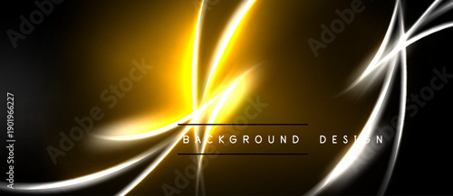 Abstract golden lines over dark background. Dynamic light effects create modern visual experience. Elegant design for digital projects.
