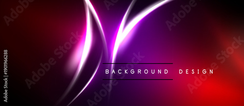 Abstract neon light streaks. Vibrant purple, red gradients create dynamic background. Modern design element, sleek presentation.
