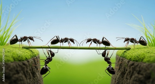 Teamwork ants bridging gap solution collaboration support cooperation communication strategy business strategy growth 110