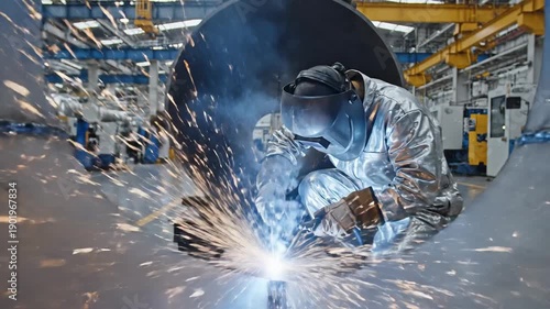 Wallpaper Mural Industrial Welding Process - A Skilled Workers Precision and Expertise. Torontodigital.ca