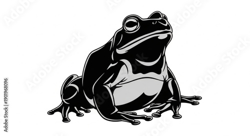 Black Frog Illustration Isolated on White Background.