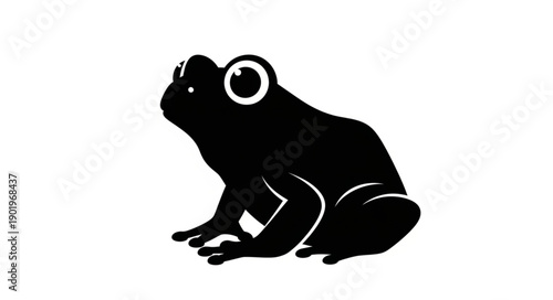 Black silhouette of a frog on a white background.