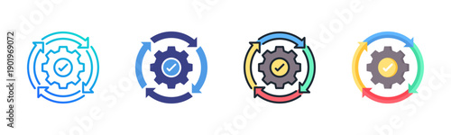 Continuous icon set multiple style collection