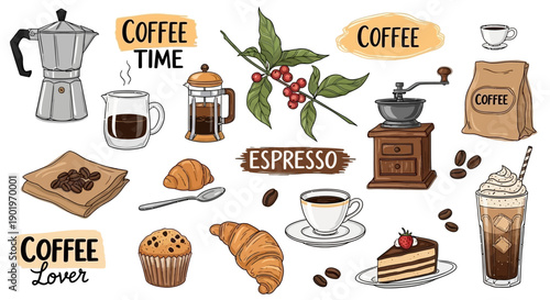 Coffee Aroma and Taste: A Collection of Morning Brew and Sweet Treats