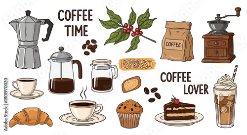 Coffee Lover's Delight: Assortment of Delicious Coffee Treats and Drinks