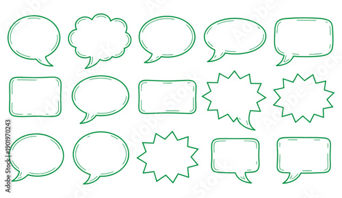 Green Speech Bubbles on White Background