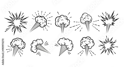 Dynamic Burst and Explosion Vector Icons Collection for Motion Graphics and Design