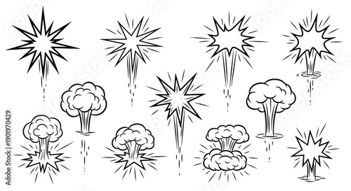 Explosion Burst Effects Collection in Comic Book Style