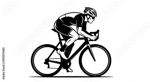 Silhouette of a professional cyclist in aerodynamic racing position on a bicycle