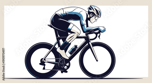 Cyclist in Aerodynamic Pose on a Racing Bicycle with Deep Section Wheels