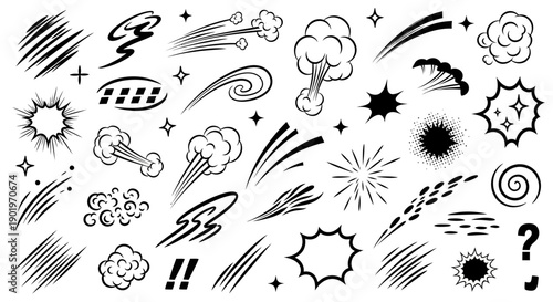 Dynamic Hand-Drawn Vector Effects and Comic Elements Collection for Design