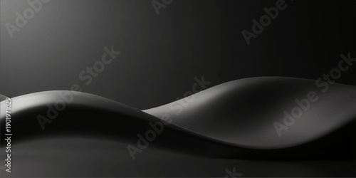 Smooth digital art illustration of a silver spoon and fork set against a black textured backdrop with blue futuristic 3d waves and flowing light curves in a motion design pattern