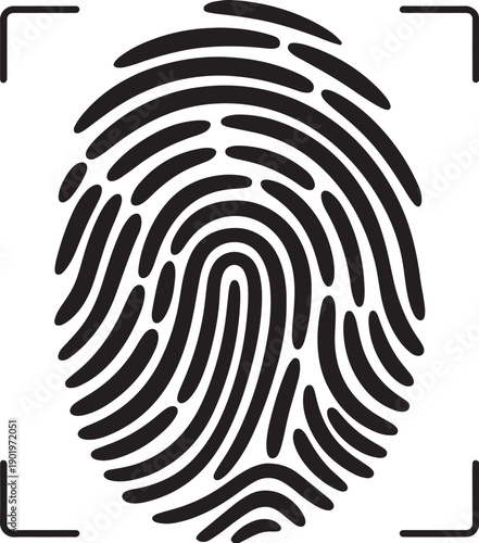 Fingerprint Scan Icon for Biometric Identification - Security, Privacy, and Digital Authentication Vector Symbol.
