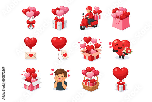 Valentine's Day cartoon icons set