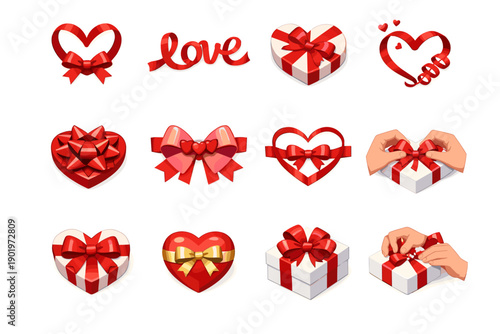 Love and Valentine's Day gift-giving icons collection