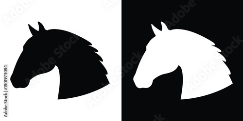 Horse head vector silhouette, Horse portrait silhouette vector illustration