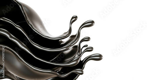 Dark Liquid Splash on White Background