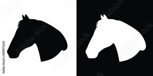 Horse head vector silhouette, Horse portrait silhouette vector illustration