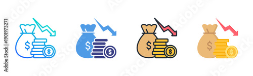 Reduction icon set multiple style collection