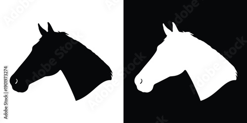 Horse head vector silhouette, Horse portrait silhouette vector illustration