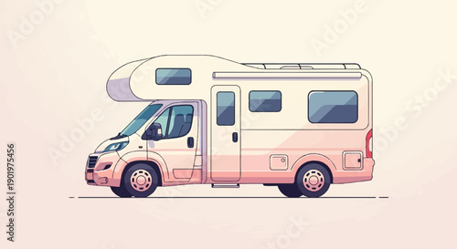 Cartoon-style pixel art RV camper van parked on a plain background