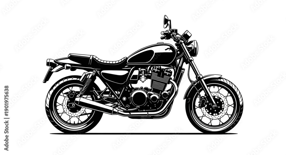 Obraz premium Classic Motorcycle Side View Illustration.