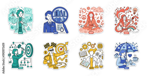 Personality Type Personality Traits Sticker Collection Set