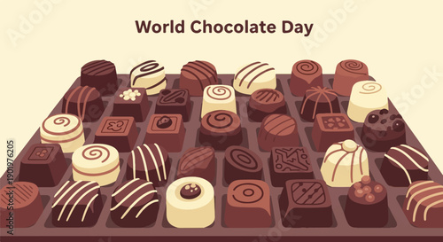 An assortment of various chocolates arranged in a tray for a celebration