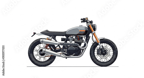 Classic Motorcycle Cafe Racer Style Isolated on White Background.