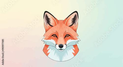 A stylized, pixelated fox face with orange fur and sharp ears on a gradient background