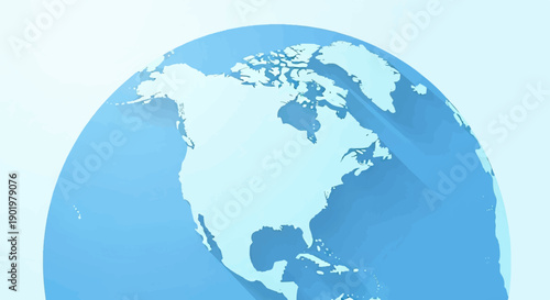 A stylized, minimalist globe graphic showing North America and parts of the Arctic