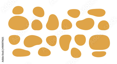 A collection of irregular, organic shapes in a warm, earthy orange-brown color.